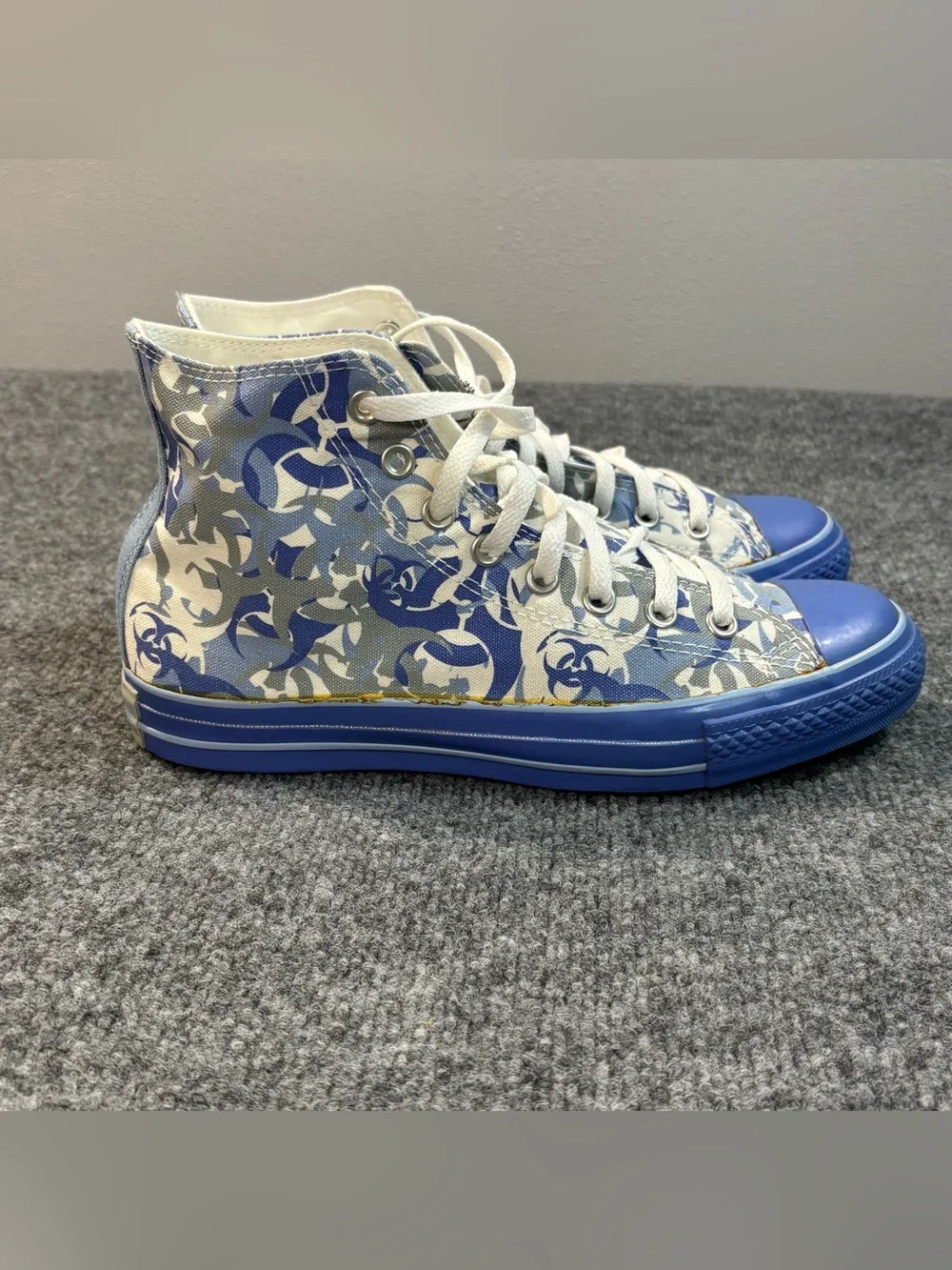 Converse All Star High Top Blue Camo Biohazard Aquatic VTG 1W317 Mens Sz 8 Tag - Picture 7 of 16